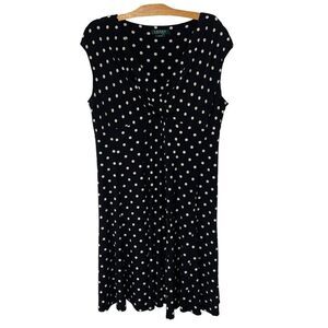 Lauren Ralph Lauren | Dress Black White Polka Dot Stretch- Size 18W